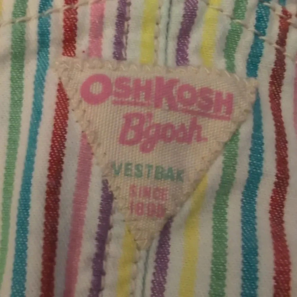 Oshkosh B'gosh Y2K Rainbow Striped Floral Embroidered Overall Dress Size‎ 18 mos